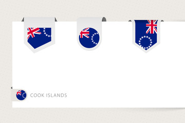 Wall Mural - Label flag collection of Cook Islands in different shape. Ribbon flag template of Cook Islands