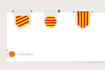 Wall Mural - Label flag collection of Catalonia in different shape. Ribbon flag template of Catalonia