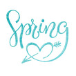 © anastasia_art - Vector illustration with inscription Spring, in hand writing style, lettering  with heart, with leaves and texture, for meeting spring, spring holidays, printing on fabric or paper, and digital