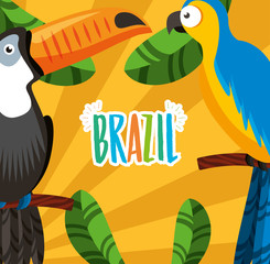 canival of rio brazilian celebration with lettering and toucan