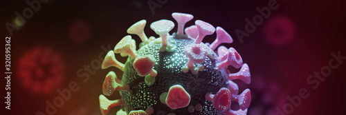 Cuadros en Lienzo Microscopic view of a coronavirus