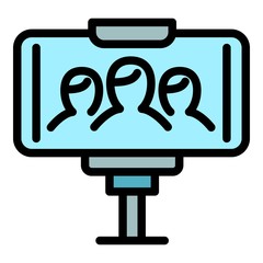 Poster - Selfie stick icon. Outline selfie stick vector icon for web design isolated on white background