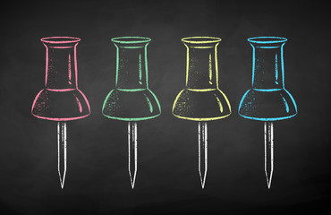 Wall Mural - chalk drawn illustration collection of push pins