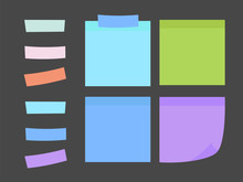 Illustration Of Paper Lists Set. Colored Set Of Sticky Notes