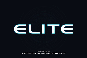 elite, an abstract technology futuristic sporty alphabet font. digital space typography vector illus