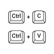 Ctrl C and Ctrl V keyboard buttons. Copy and paste key shortcuts. Vector line icons