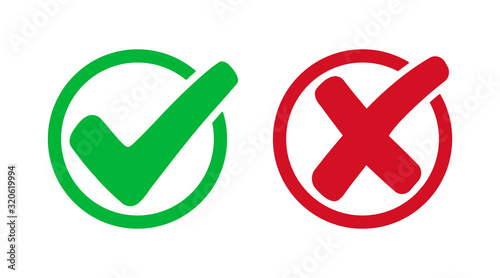 Cuadros en Lienzo Set check mark and cross. Vector illustartion