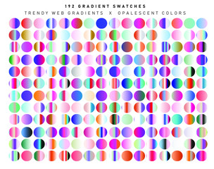 Aufkleber - Set of iridescent gradient swatches for design. Mix of trend colors for 2020 year: opalescent and shiny palette.