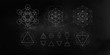 Occult symbols isolated on dark background. Magic vector elements