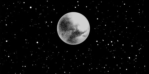 Wall Mural - full moon with stars isolated on dark background. magic vector elements