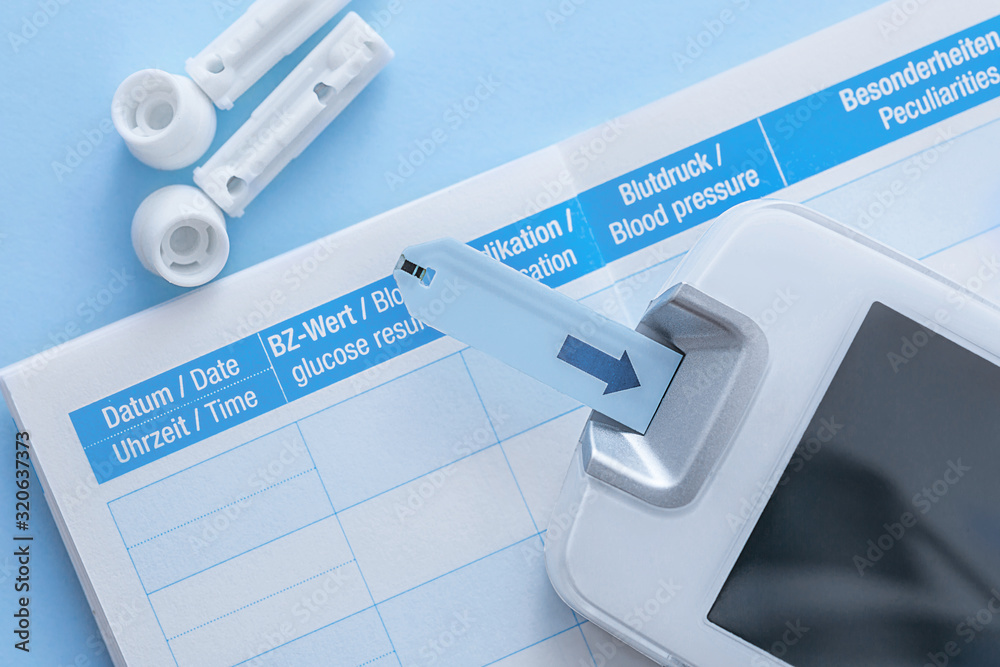 Diabetes. Self-monitoring of blood glucose. Lancet, glucometer, control ...