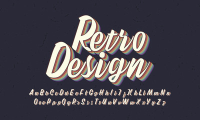Fototapete - vector of bold retro font and alphabet. font with retro colorful layers. vector illustration.
