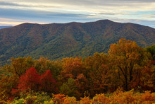 Autumn Colors Along The Blue Ridge Parkway North Of Bedford, Virginia.  Terrapin Mountain Is In The Background.