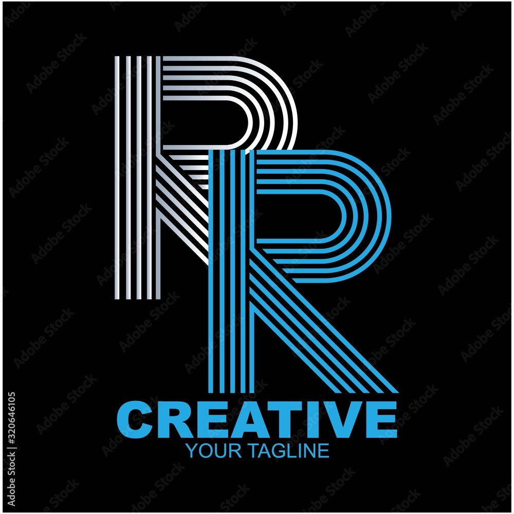 Initial letter RR vector logo design, isolated on black background ...