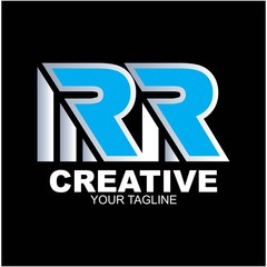 Initial letter RR vector logo design, isolated on black background creative , vector illustration