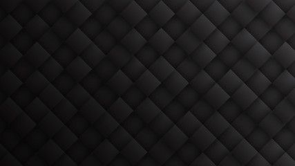 Wall Mural - Rendered 3D Rhombus Pattern Tech Abstract Dark Gray Background. Science Technology Three Dimensional Rectangular Structure Sci-Fi Minimalist Black Wide Wallpaper In Ultra High Definition Quality