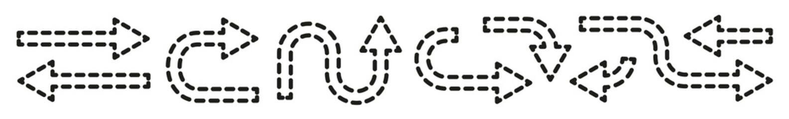 Fototapete - Arrow Icon Dotted Black | Arrows | Infographic Illustration | Direction Symbol | Pointer Logo | Up Sign | Isolated | Variations