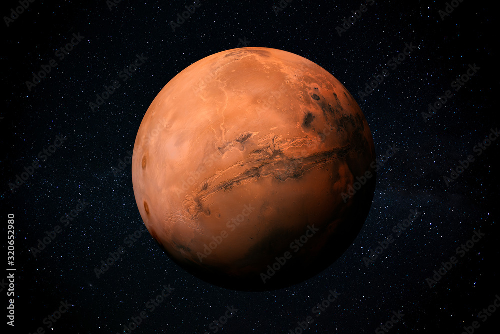 Exploration of Mars the Red planet of the solar system in space. This image elements furnished by NASA. - obrazy, fototapety, plakaty 