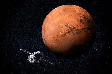 exploration of mars the red planet of the solar system in space. this image elements furnished by na