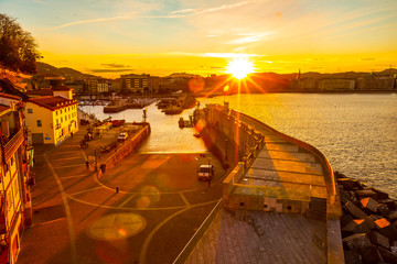 San Sebastian, Guipuzcoa / Spain »; February 2, 2020: Dawn in the marina of the city of San Sebastián