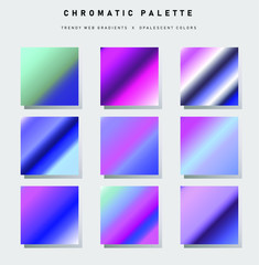 Aufkleber - Set of trendy chromatic gradient swatches. Holographic gradient collection for web design and art.