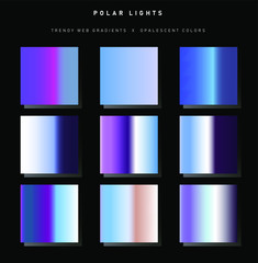 Poster - Set of trendy chromatic gradient swatches. Holographic gradient collection for web design and art.