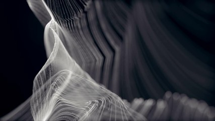 Fototapete - Flowing particle trails on dark background with depth of field effects Magic art