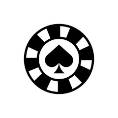 Sticker - casino chip with spade isolated icon