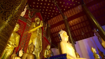 Poster - 4k video of beautiful Buddha statue in Chedi Luang Varavihara temple, Chiangmai province.