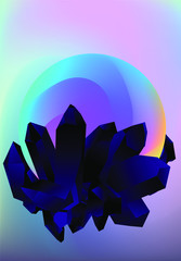 Poster - Magic crystal ball with black minerals for alchemical and occult rituals.