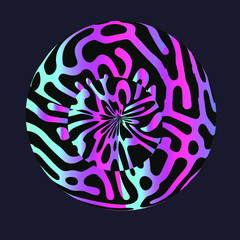 Poster - Holographic torus with bionic organic pattern on dark background. Psychedelic surreal illustration.
