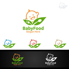 Baby Food Logo for Nutrition or Supplement Concept