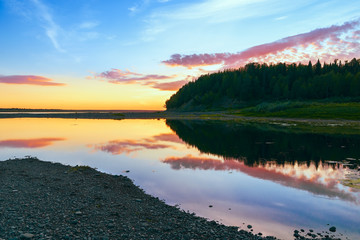 Wall Mural - Pechora river at sunset.Komi Republic.Russia