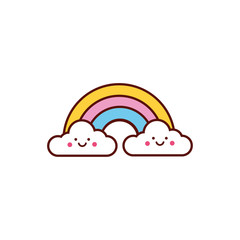 Sticker - cute rainbow kawaii comic character icon