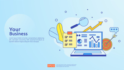 Poster - chart document data report concept for business statistics, investment analysis, planning research and finance audit accounting with paper sheet, hands, magnifier, paperwork, charts, graphs element