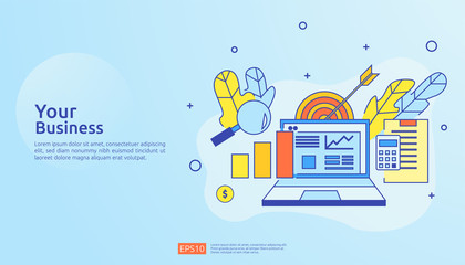 Poster - chart document data report concept for business statistics, investment analysis, planning research and finance audit accounting with paper sheet, hands, magnifier, paperwork, charts, graphs element