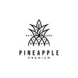 pineapple logo hipster retro vintage Premium Vector design template