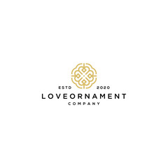 Wall Mural - love line logo with ornament Premium Vector design template