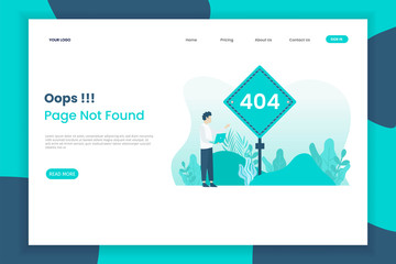 Wall Mural - Page 404 landing page concept not found with women people. Error notification for website needs. Landing page template