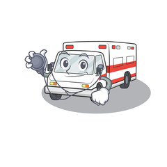 Wall Mural - Smart and cool ambulance cartoon character in a Doctor with tools