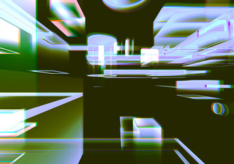 3D Visualization of data and glitch technology background. Abstract technology innovation future digital background. 3d rendering.