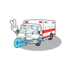 Canvas Print - A mascot of ambulance performance with guitar