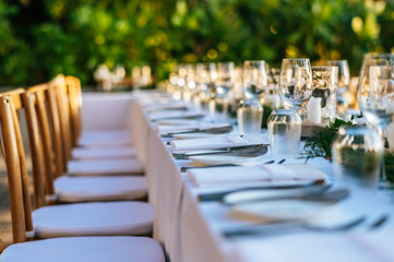 Wall Mural - Table setting at a luxury wedding and Beautiful flowers on the table.