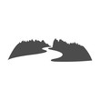 Mountain River Logo design in negative space vector illustration.