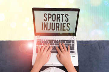 Wall Mural - Text sign showing Sports Injuries. Business photo text kinds of injury that occur during sports or exercise