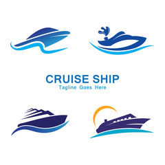  Cruise Ship Logo Simple Template vector icon design