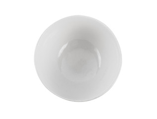 empty white bowl isolated on white background(top view)