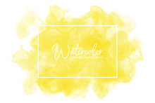 Abstract Yellow Water Color Splash On White Background. Hand Drawn Paper Texture Vector Wallpaper, Card, Background, Print, Grunge Poster, Art Design, Graphic. Hand Painted Watercolor Splash.