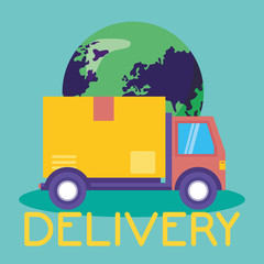 Wall Mural - logistic delivery service with truck