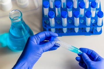 Health care researcher working in diagnostic laboratory.